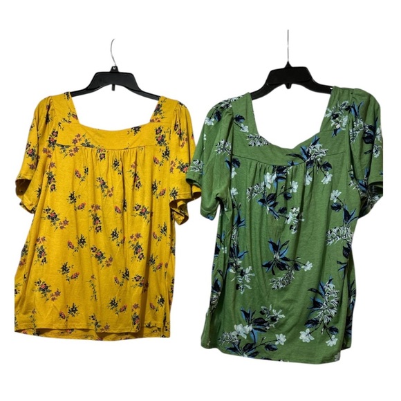 Yellow and Green Relaxed Smocked Blouses - Picture 1 of 6